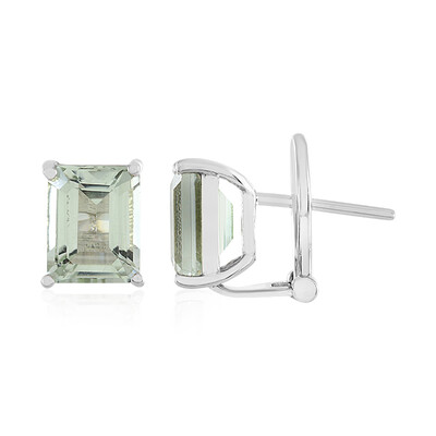Green Amethyst Silver Earrings