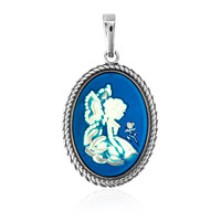 Blue Amber Silver Pendant