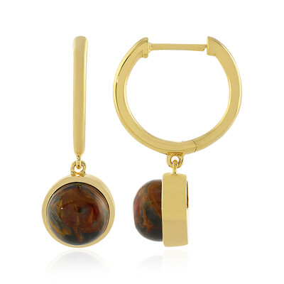 Golden Pietersite Silver Earrings