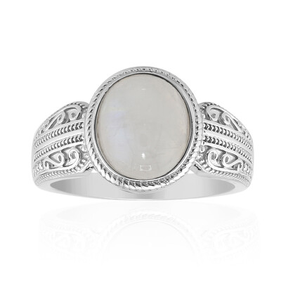 Rainbow Moonstone Silver Ring