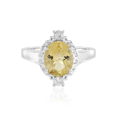 Yellow Beryl Silver Ring (Adela Silber)