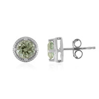 Green Amethyst Silver Earrings