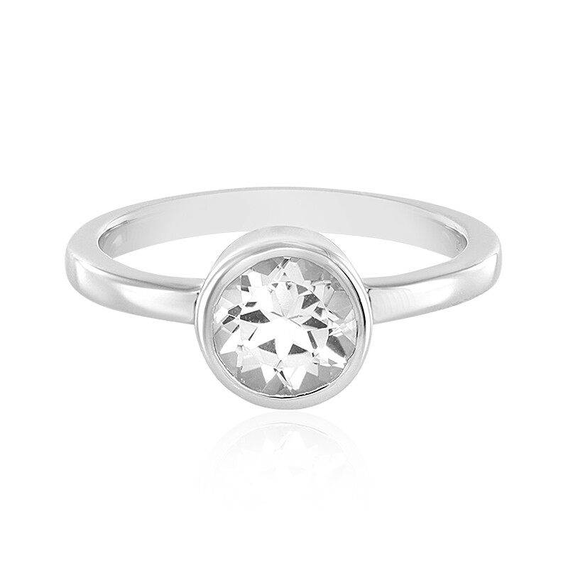 Brazilian White Topaz Platinum Plated Silver Ring 0.967ct