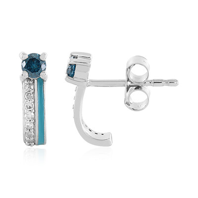 I4 Blue Diamond Silver Earrings