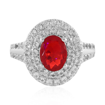 Red Ethiopian Opal Silver Ring