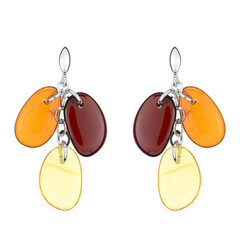 Cognac Baltic Amber Silver Earrings