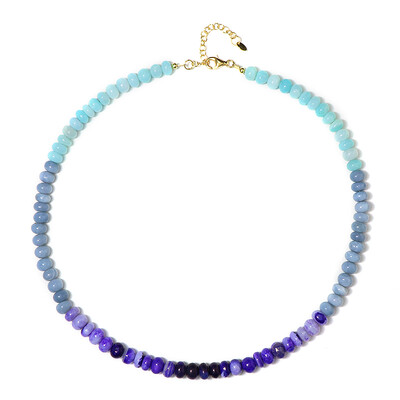 Blue Ethiopian Opal Silver Necklace