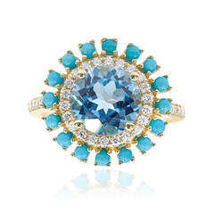 14K Swiss Blue Topaz Gold Ring (CIRARI)