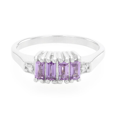 Unheated Ceylon Purple Sapphire Silver Ring