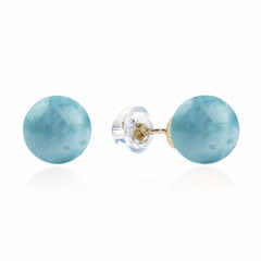18K Larimar Gold Earrings