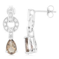Smoky Quartz Silver Earrings