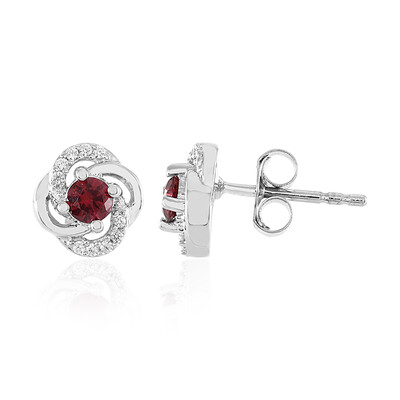 Noble Red Spinel Silver Earrings