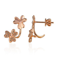 9K SI1 Argyle Rose De France Diamond Gold Earrings