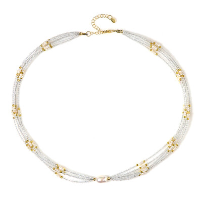 White Freshwater Pearl Silver Necklace (Riya)