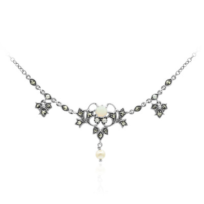 White Opal Silver Necklace