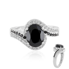 Black Spinel Silver Ring