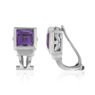 Amethyst Silver ear clips