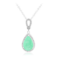 Green Pastel Quartz Silver Necklace
