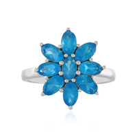 Neon Blue Apatite Silver Ring