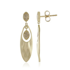 9K SI2 Champagne Diamond Gold Earrings