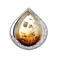 Sunrise Baltic Amber Silver Pendant