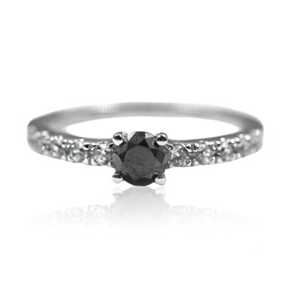 Black Diamond Silver Ring