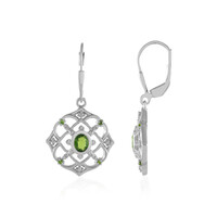 Russian Diopside Silver Earrings