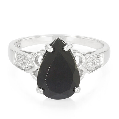 Black Spinel Silver Ring