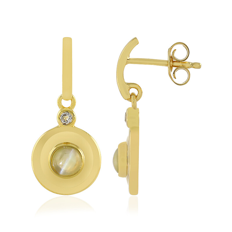 Sophisticated Chrysoberyl Cat's Eye Gold-Plated Earrings