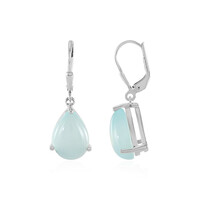 Aqua Chalcedony Silver Earrings
