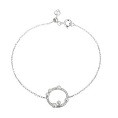 White Freshwater Pearl Silver Bracelet