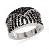 Black Spinel Silver Ring