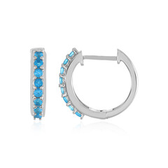 Neon Blue Apatite Silver Earrings