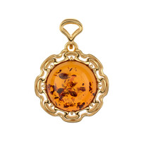 Cognac Baltic Amber Silver Pendant