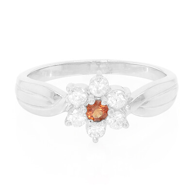 Orange Sapphire Silver Ring