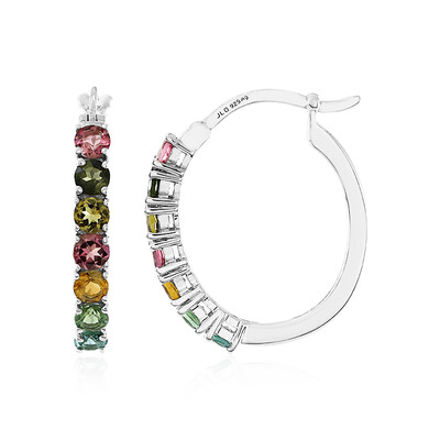 Fancy Tourmaline Silver Earrings