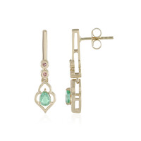 9K Russian Emerald Gold Earrings