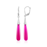 Pink Onyx Silver Earrings