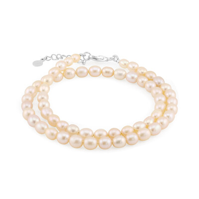 Peach Freshwater Pearl Silver Bracelet (TPC)