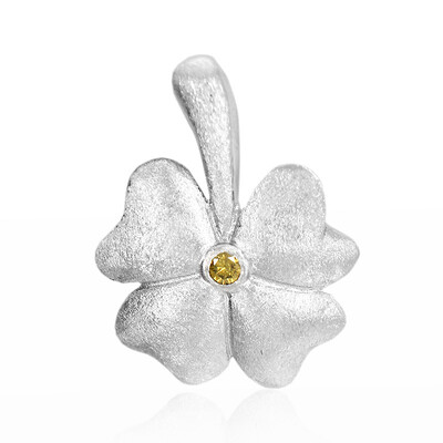 I3 Yellow Diamond Silver Pendant