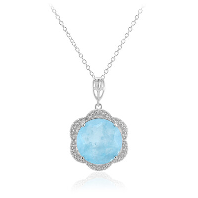 Blue Pastel Quartz Silver Necklace
