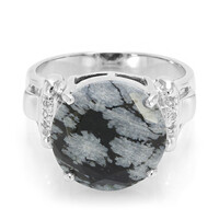 Snowflake Obsidian Silver Ring
