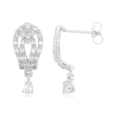 Rainbow Moonstone Silver Earrings
