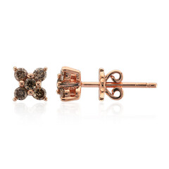 9K SI1 Argyle Rose De France Diamond Gold Earrings