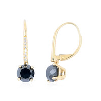 9K Black Diamond Gold Earrings