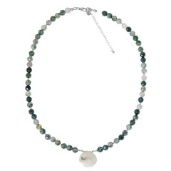 White Agate Silver Necklace