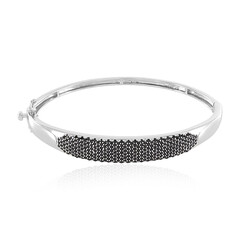 Black Spinel Silver Bangle