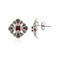 Red Garnet Silver Earrings