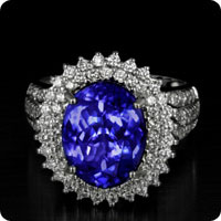 AAA Tanzanite & Diamond 18K White Gold Ring