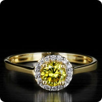 Yellow Diamond & Diamond 18K Yellow Gold Ring